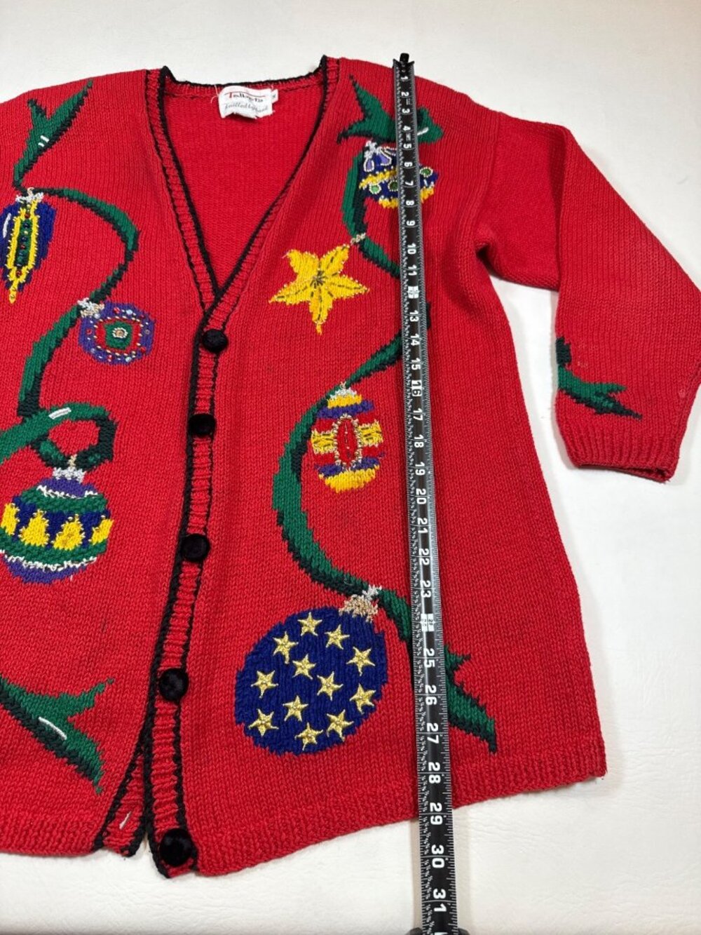 Talbots vintage medium Hand-Knitted Red Ugly Christmas Sweater (W769) - Picture 3 of 8